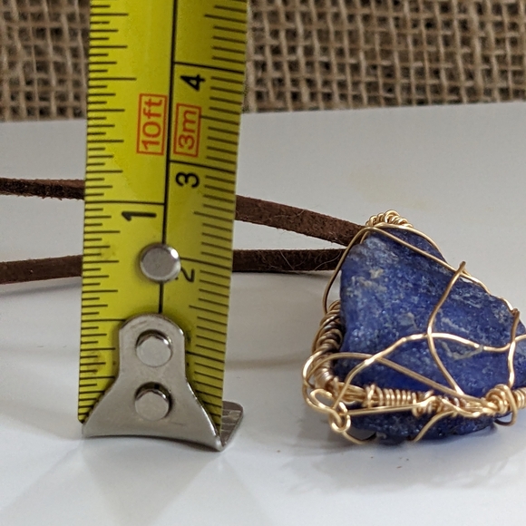 86.40 Carats Solid Rough SAPPHIRE Handcrafted Gold Plated Wire Pendant - Picture 6 of 8